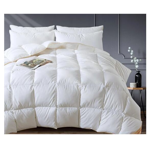 Queen Feather and Down Fiber Comforter, Ultra Fluffy Duvet Insert Queen Size - Picture 2 of 5